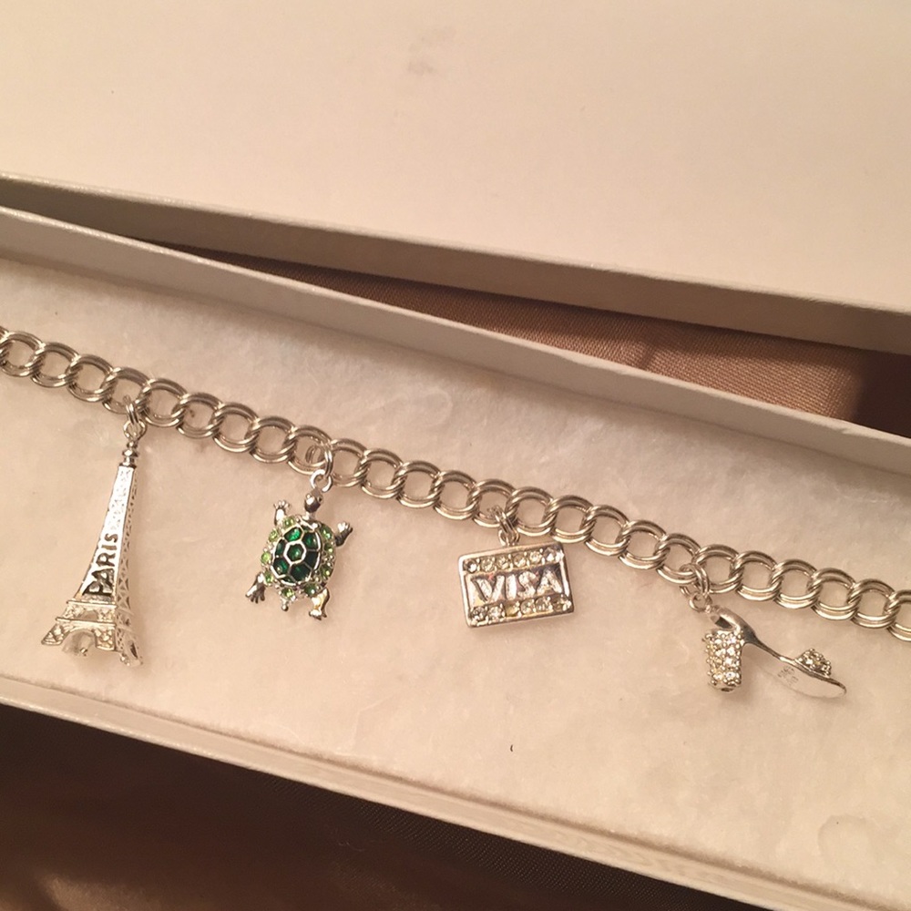 Sterling Silver Charms Bracelet Swarovski Crystals